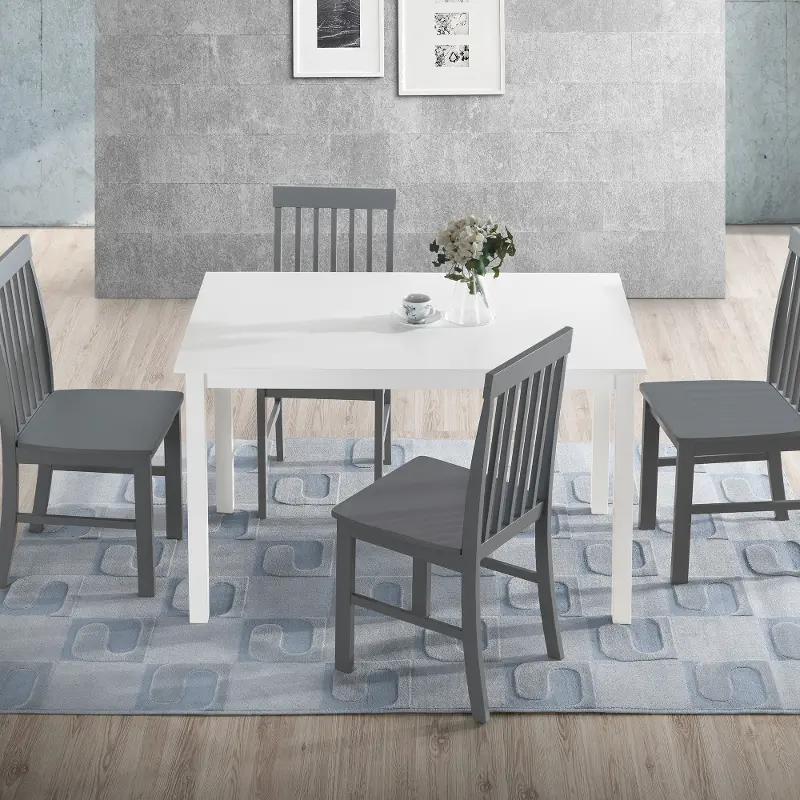 TW485PCWG Modern White and Gray 5 Piece Dining Room Set - Walker Edison