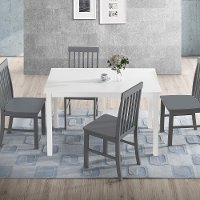 TW485PCWG White and Gray 5 Piece Dining Room Set