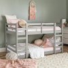 Contemporary Gray Twin-over-Twin Low Bunk Bed