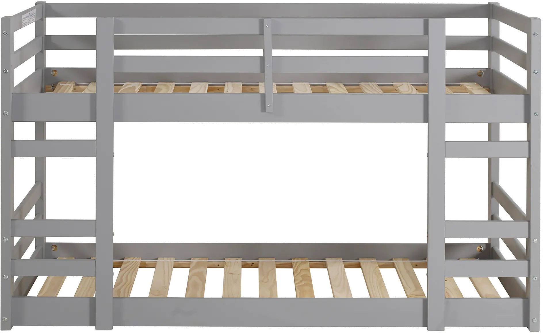 BWJRTOTGY Gray Twin-over-Twin Low Bunk Bed-4