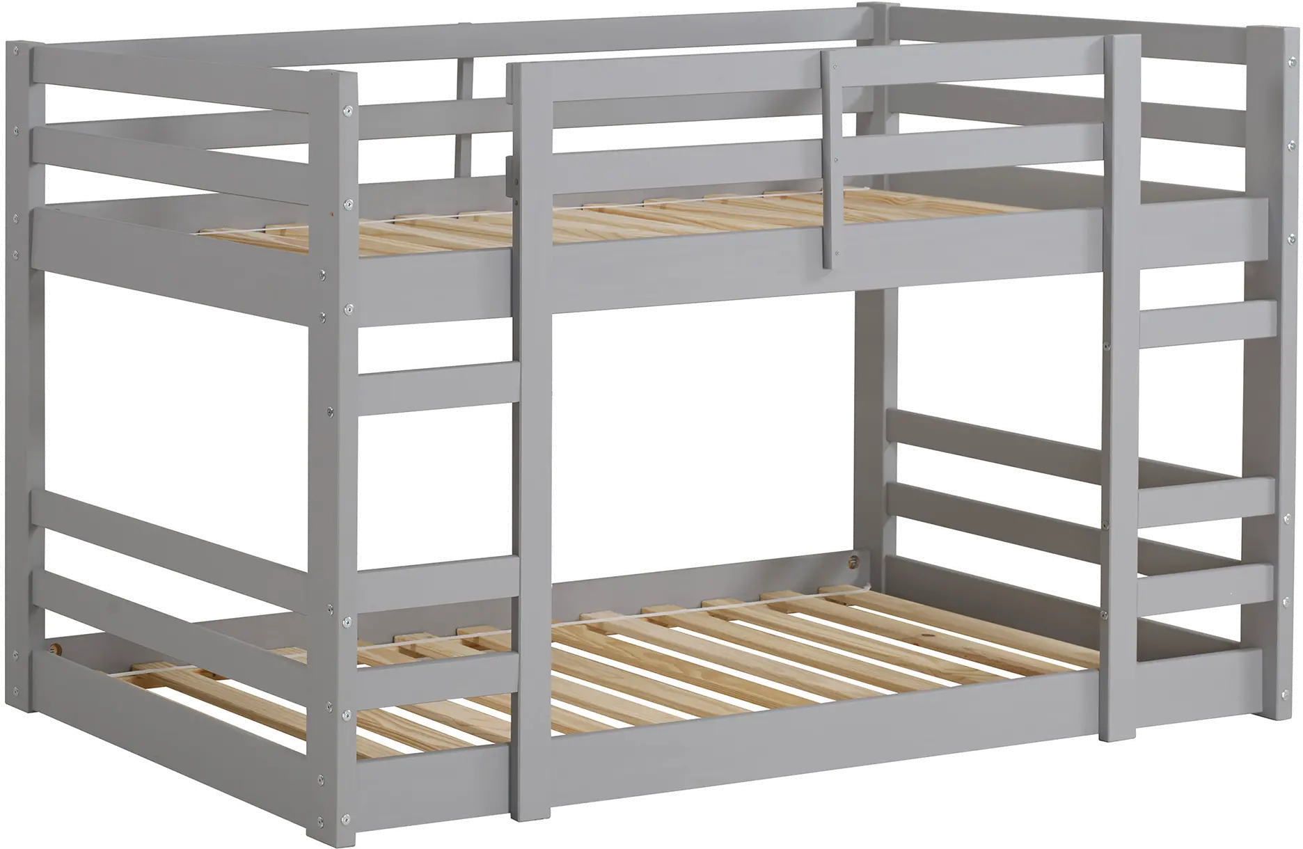 BWJRTOTGY Gray Twin-over-Twin Low Bunk Bed-5