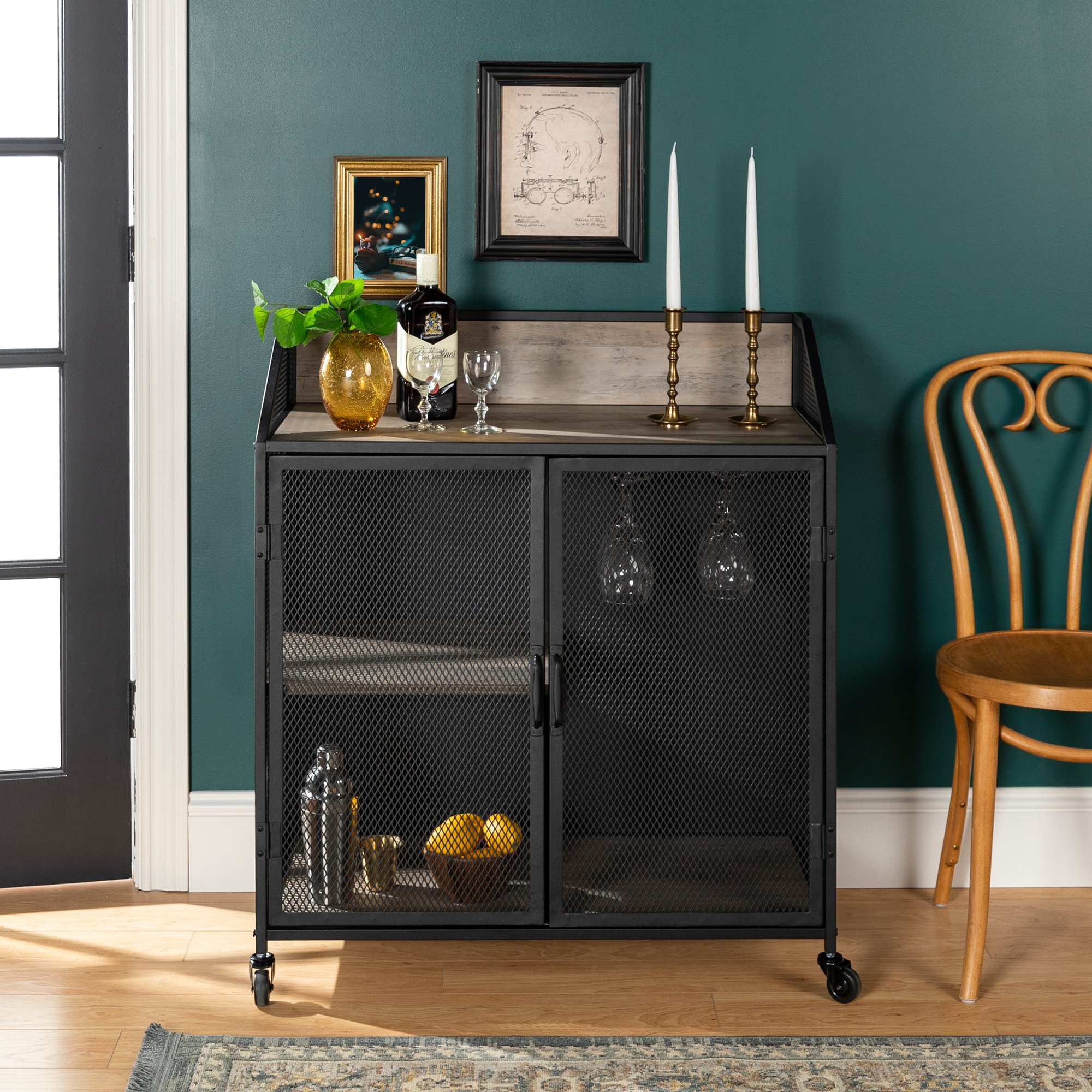 BU33SOIBCGW Industrial Gray 33 Inch Bar Cabinet-1