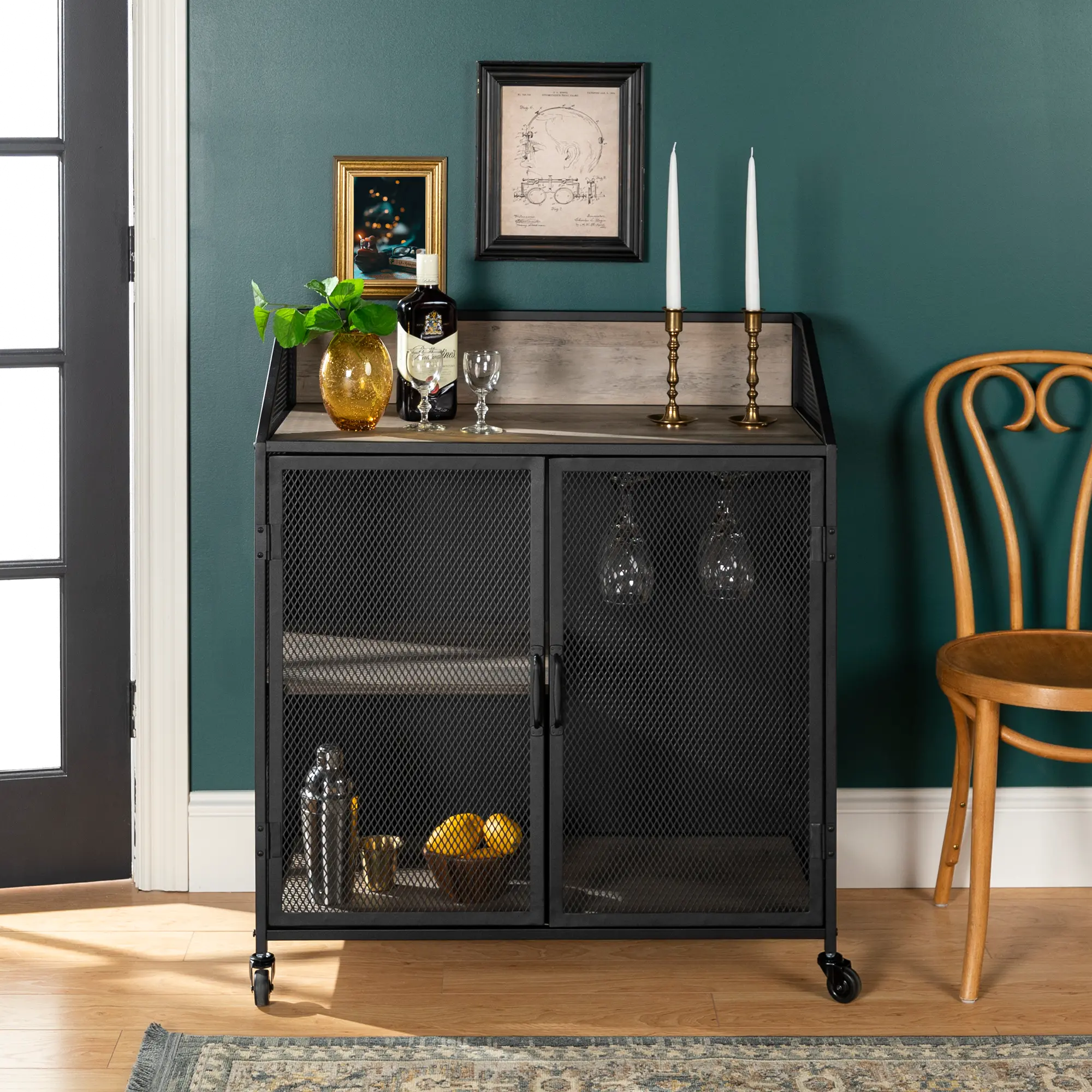 BU33SOIBCGW Industrial Gray 33 Inch Bar Cabinet-1