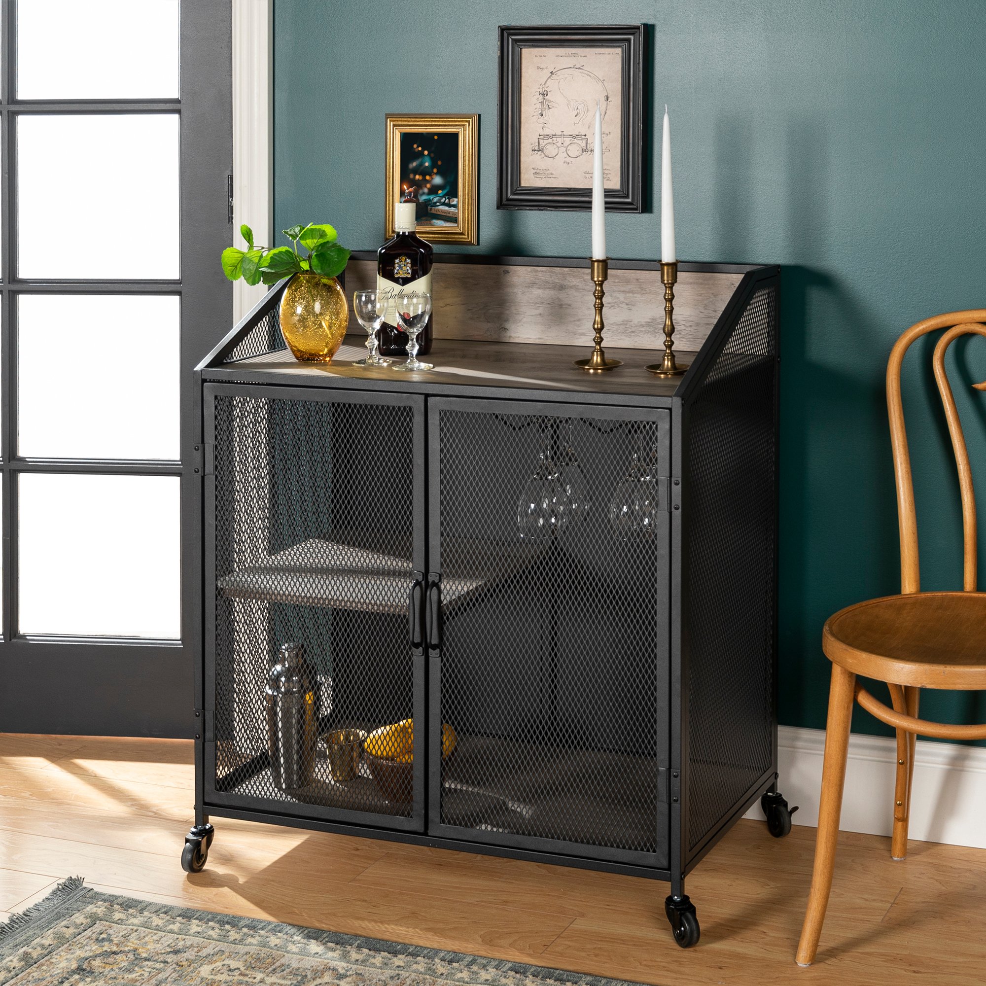 BU33SOIBCGW Industrial Gray 33 Inch Bar Cabinet-2