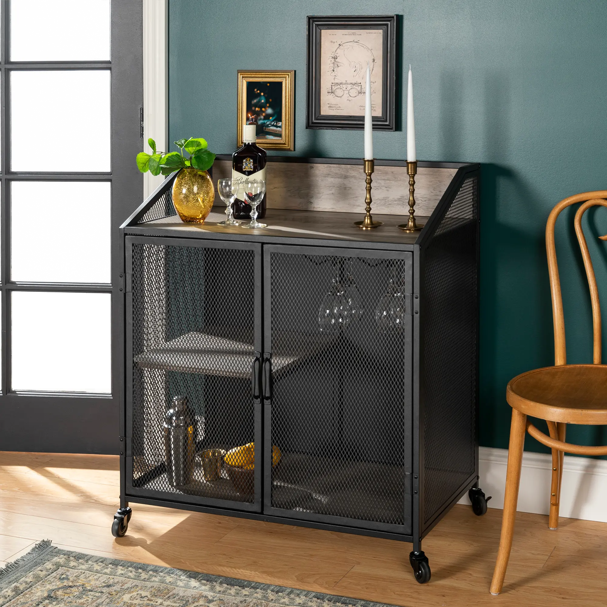 BU33SOIBCGW Industrial Gray 33 Inch Bar Cabinet-2