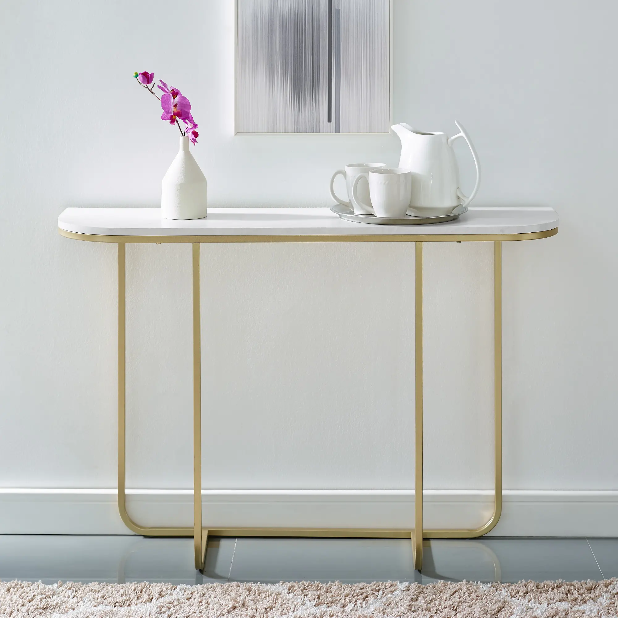 AF44HARETWM Marble and Gold Glam Entry Table - Harley-2