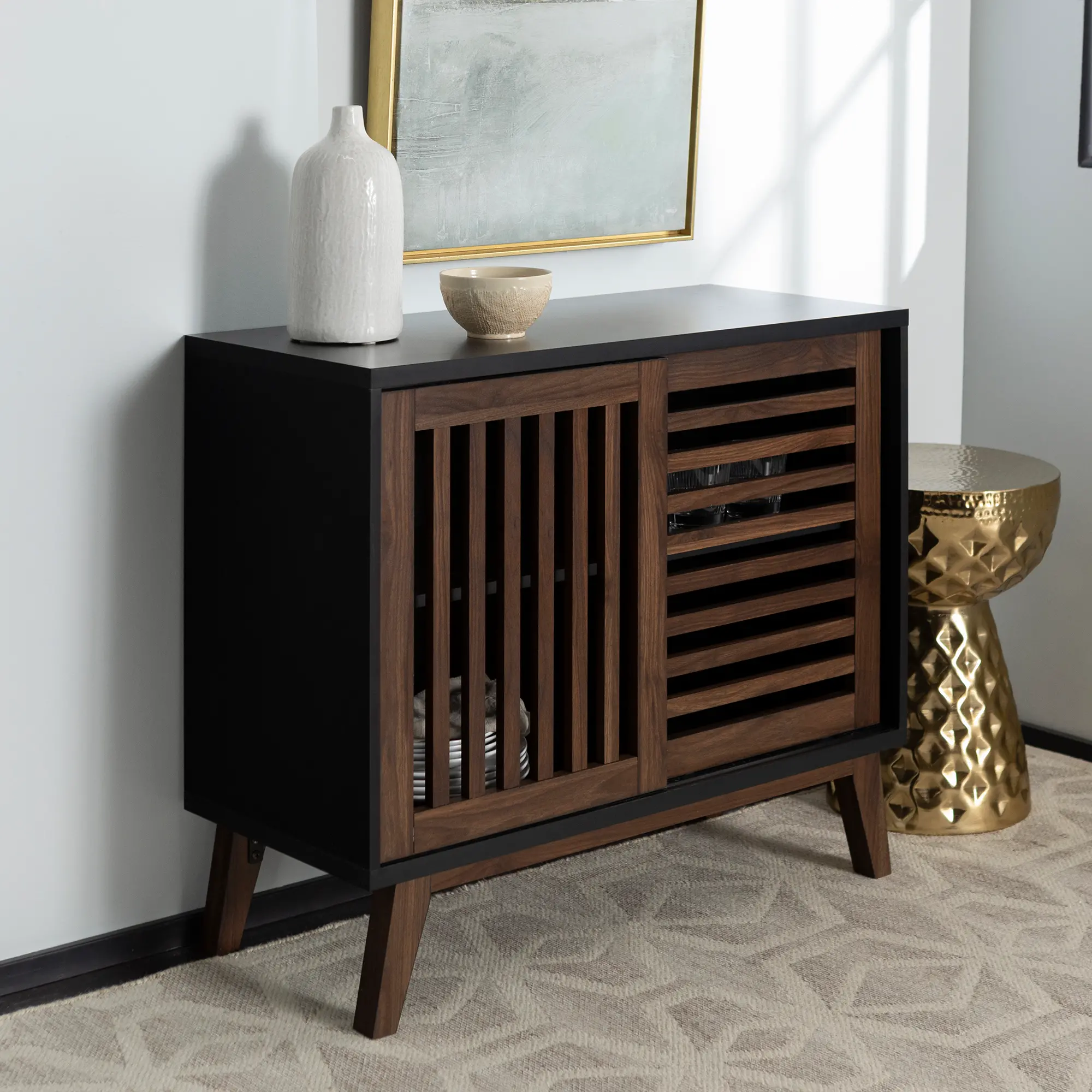 AF36SSDSB Mid Century Walnut 36 inch TV Stand-1