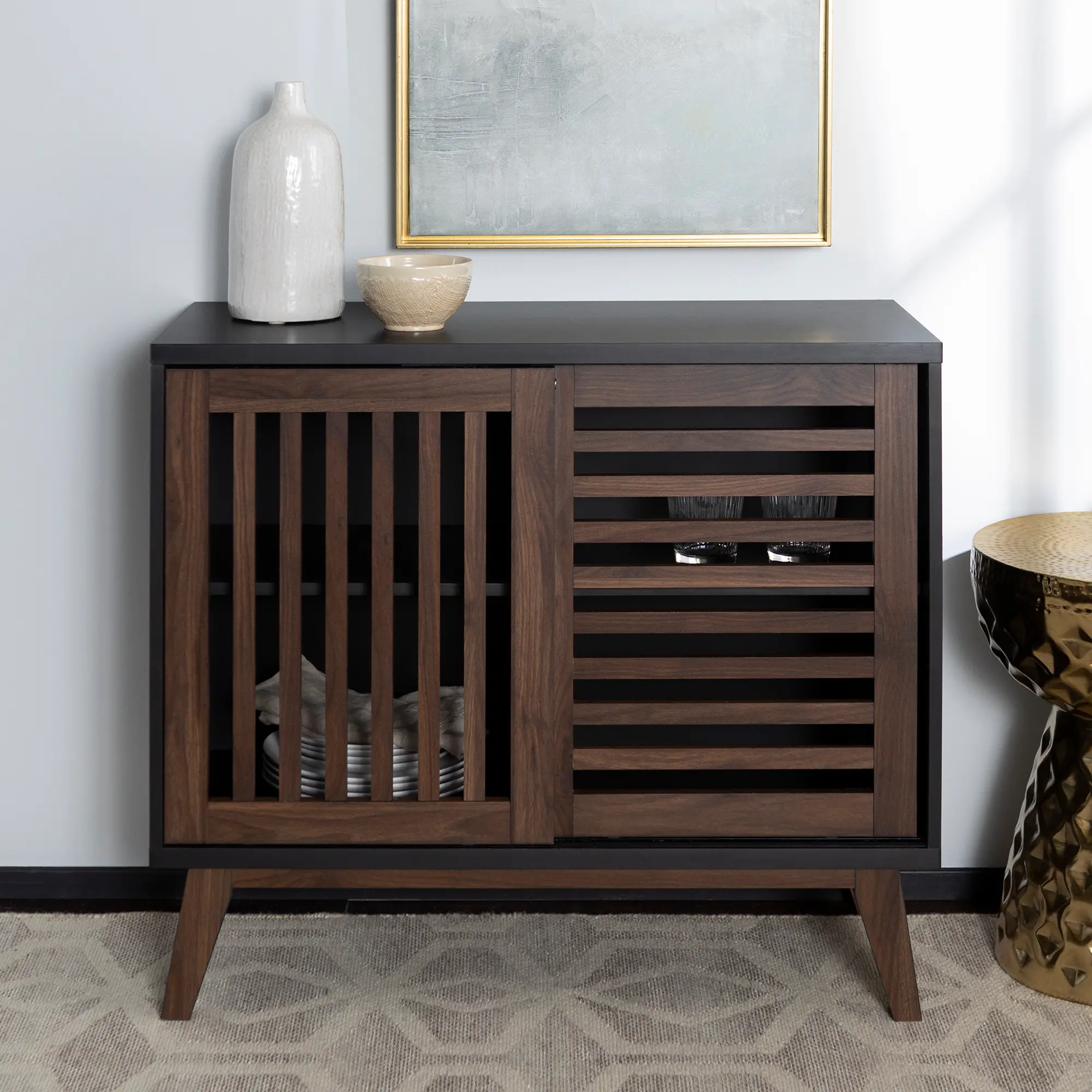 AF36SSDSB Mid Century Walnut 36 inch TV Stand-2