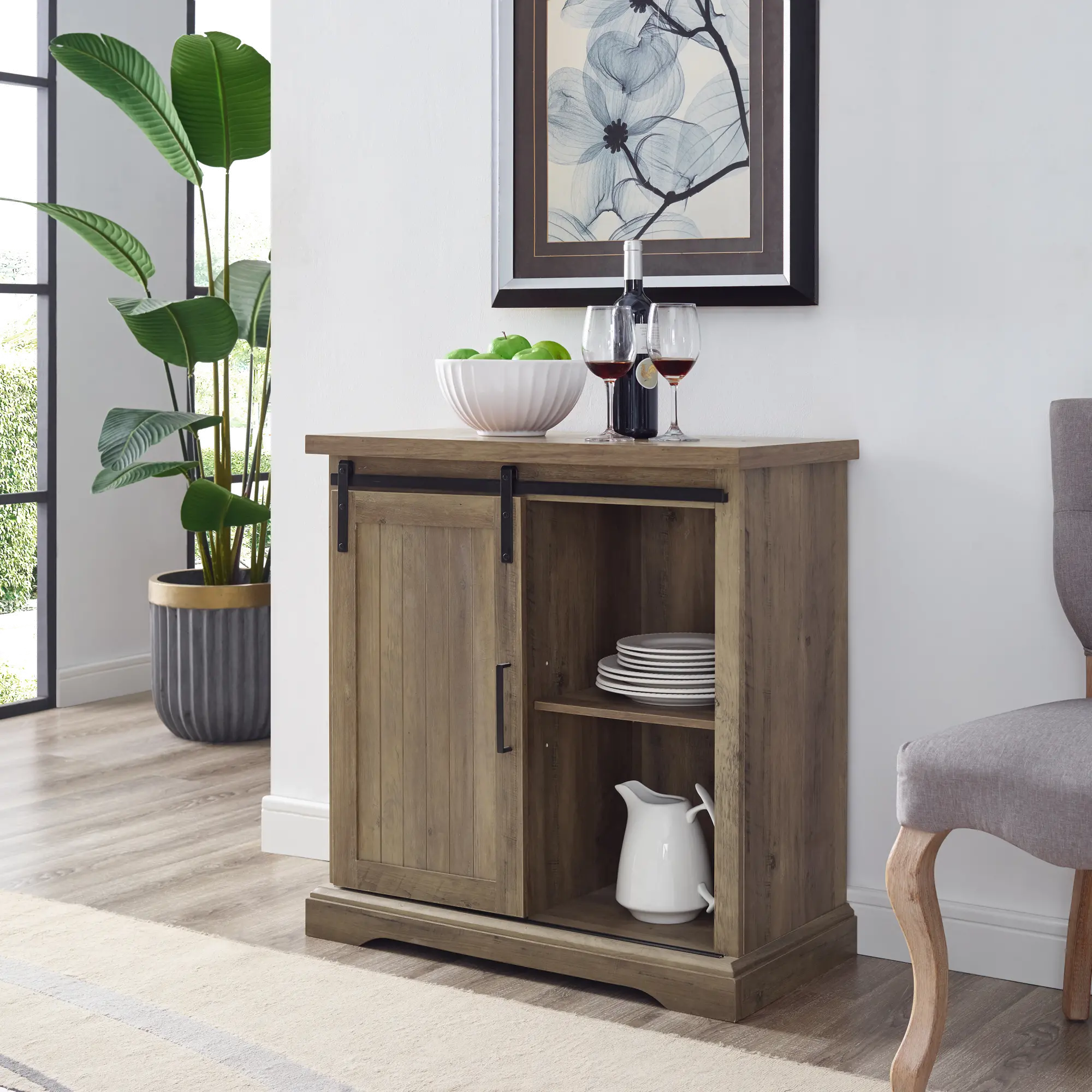 AF32ALGRDRO Farmhouse 32 inch Oak Dining Room Sideboard-1