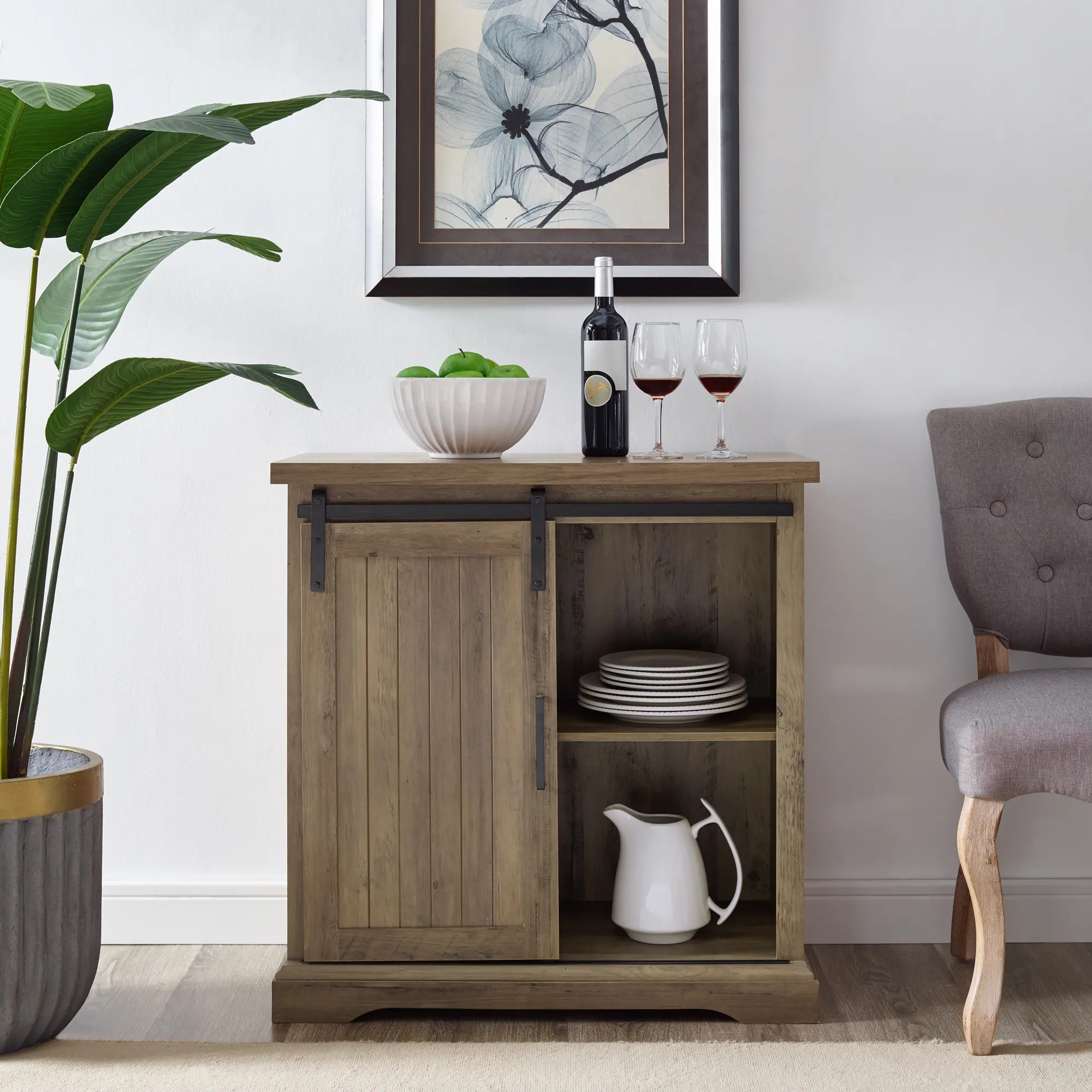AF32ALGRDRO Farmhouse 32 inch Oak Dining Room Sideboard-2