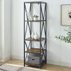 Industrial 61 inch Oak and Metal Bookcase - X-Frame