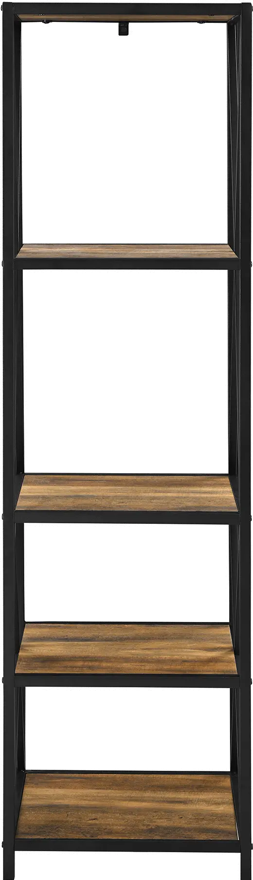 BST18XMWRO Industrial 61 inch Oak and Metal Bookcase - X-Frame-3