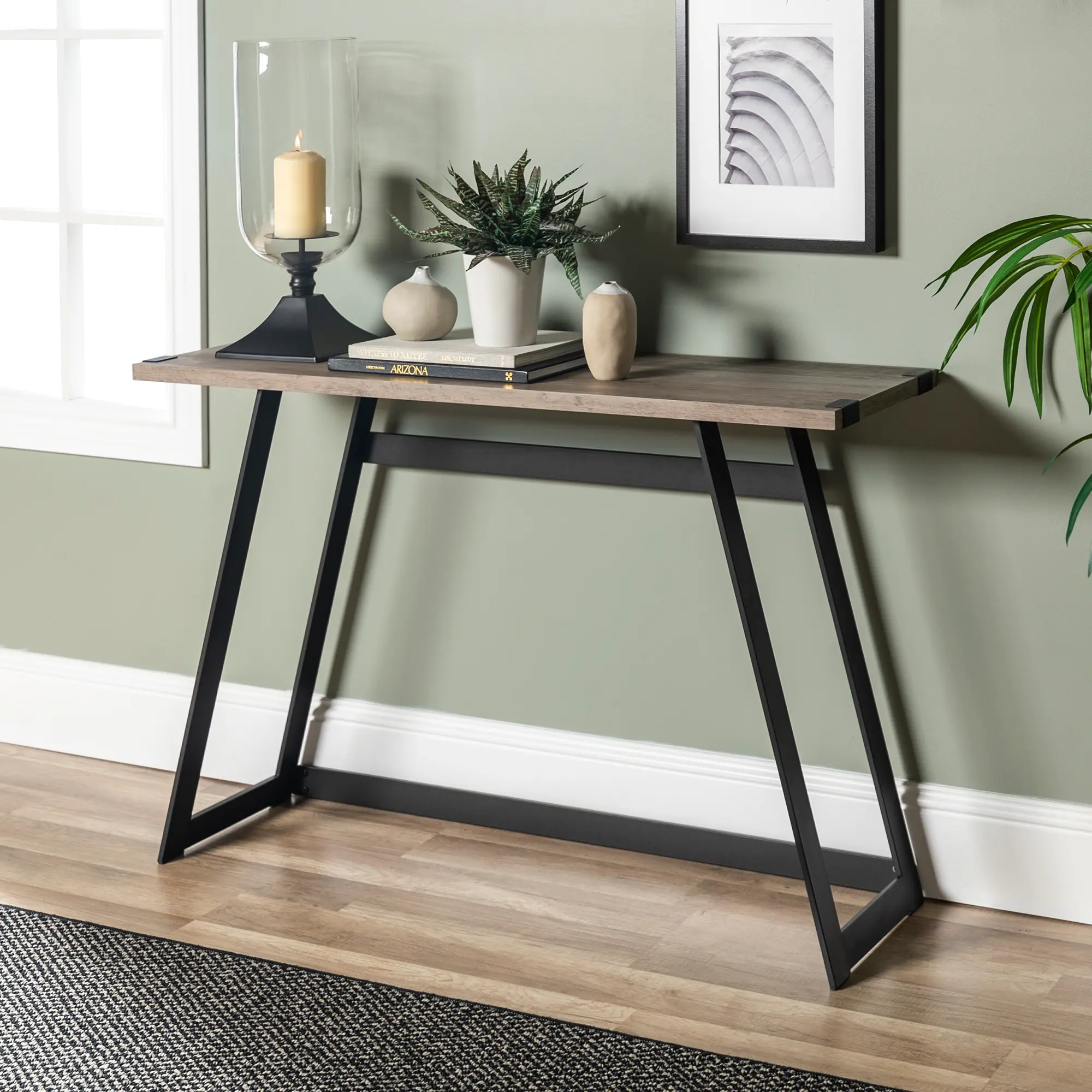 AF46MWETGW Gray 46 Inch Entryway Table - Metal Wrap-1