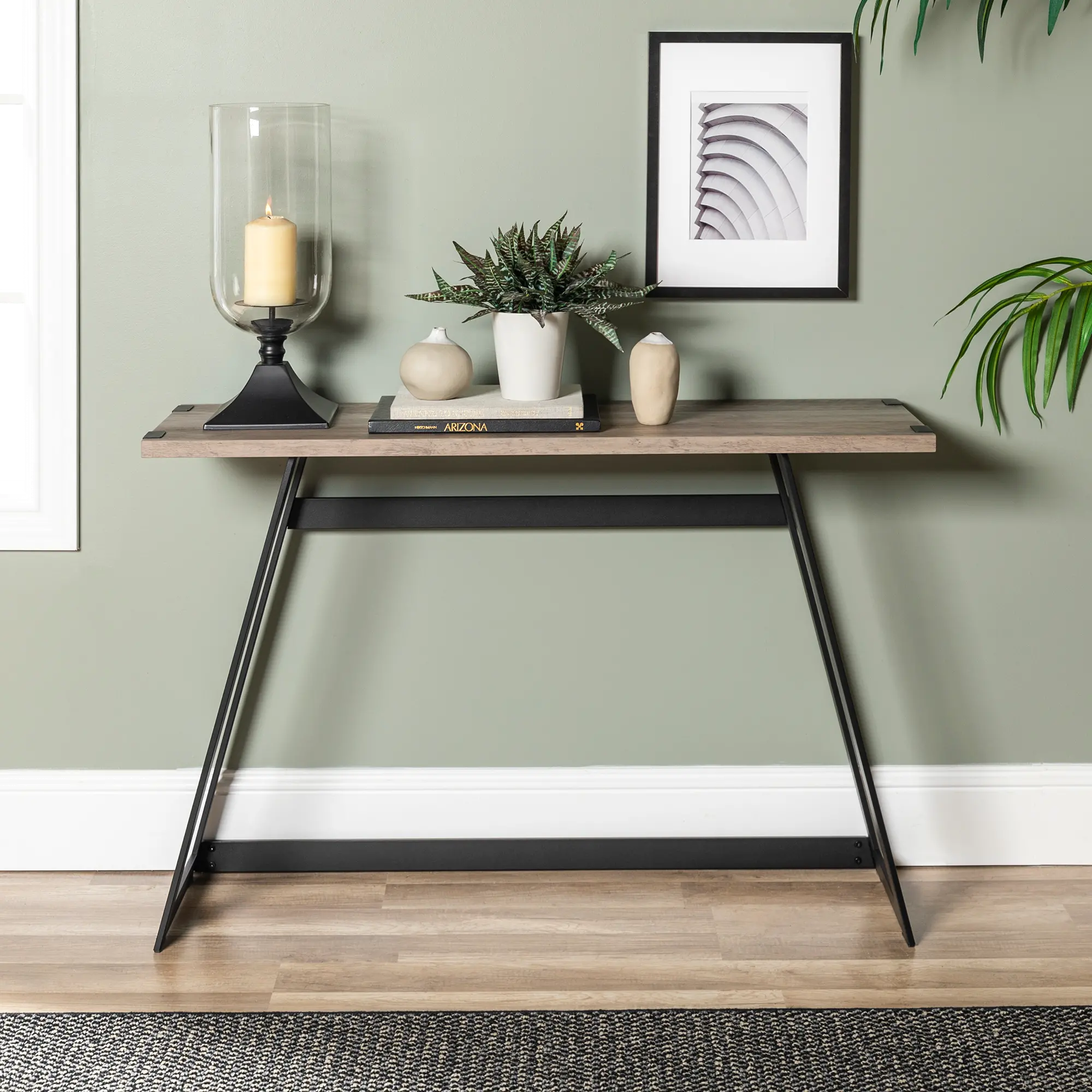 AF46MWETGW Gray 46 Inch Entryway Table - Metal Wrap-2