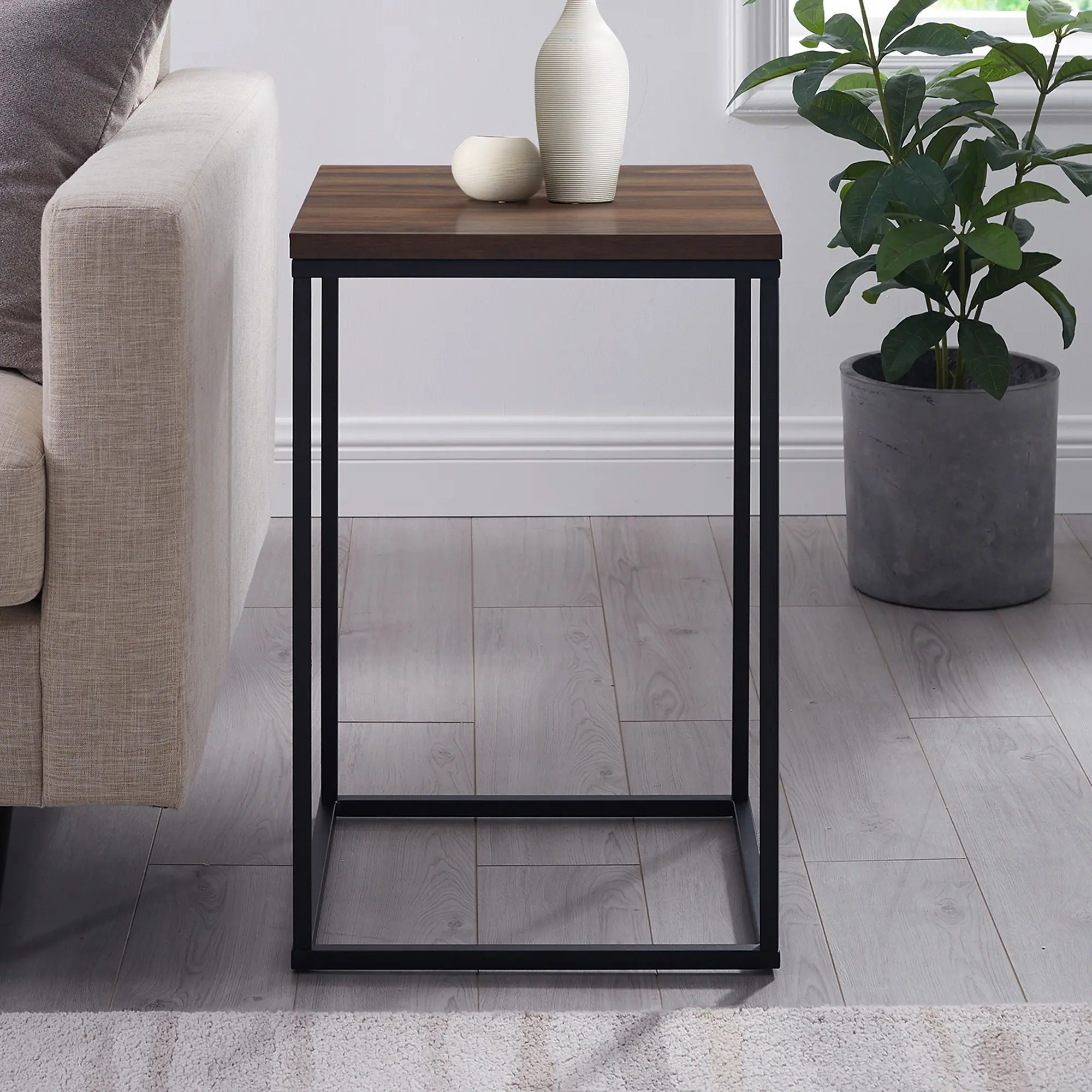 AF16LWSTDW Industrial Walnut Square Side Table - Lowell-1