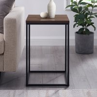 Industrial Walnut Square Side Table - Lowell