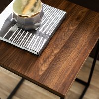 Industrial Walnut Square Side Table - Lowell-2
