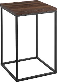 Industrial Walnut Square Side Table - Lowell-4