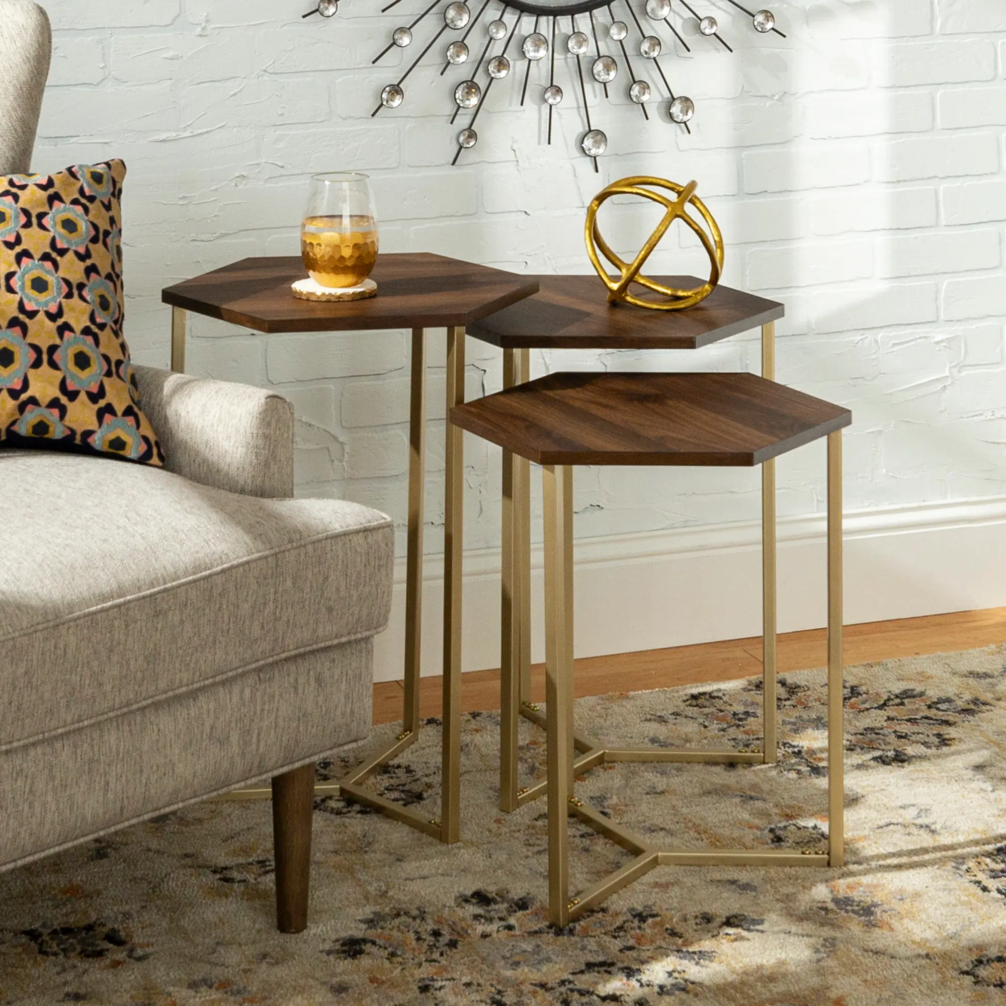 AF16HEX3DW Modern Wood Nesting Tables, Set of 3-2