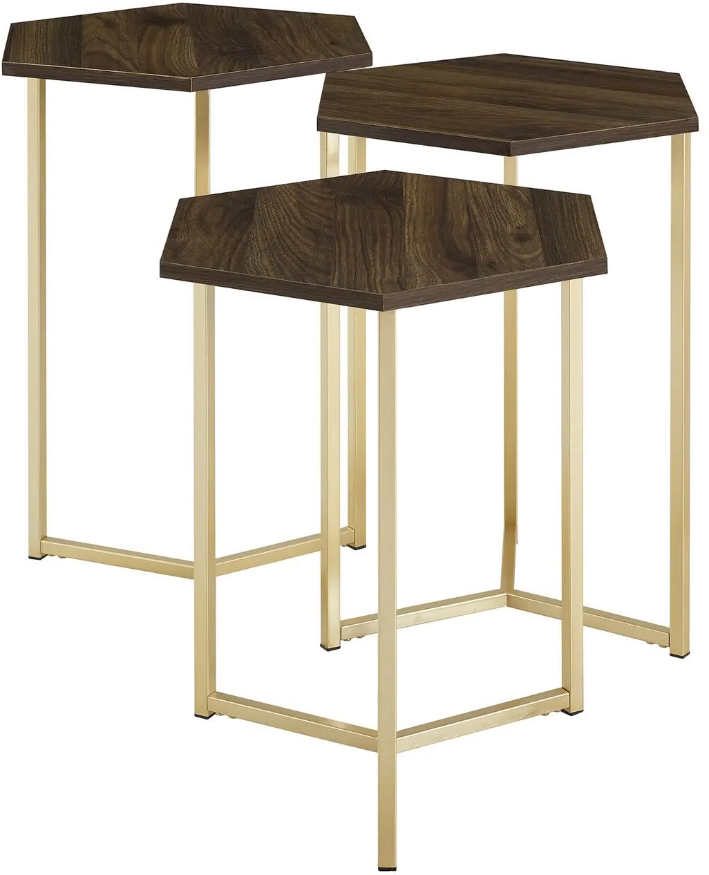 AF16HEX3DW Modern Wood Nesting Tables, Set of 3-4