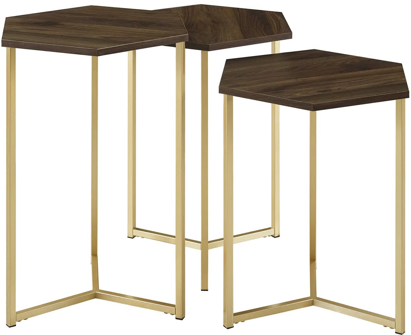 AF16HEX3DW Modern Wood Nesting Tables, Set of 3-5