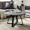 Slate Gray Round Coffee Table -Metal Wrap
