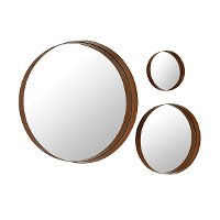 Round Modern Copper Metal Wall Mirrors - Set of 3