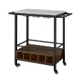 AF34MADWWM Modern Industrial 34 Inch Bar Serving Cart - White Marble/Dark Walnut