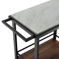 Modern Industrial 34 Inch Bar Serving Cart - White Marble/Dark Walnut-5