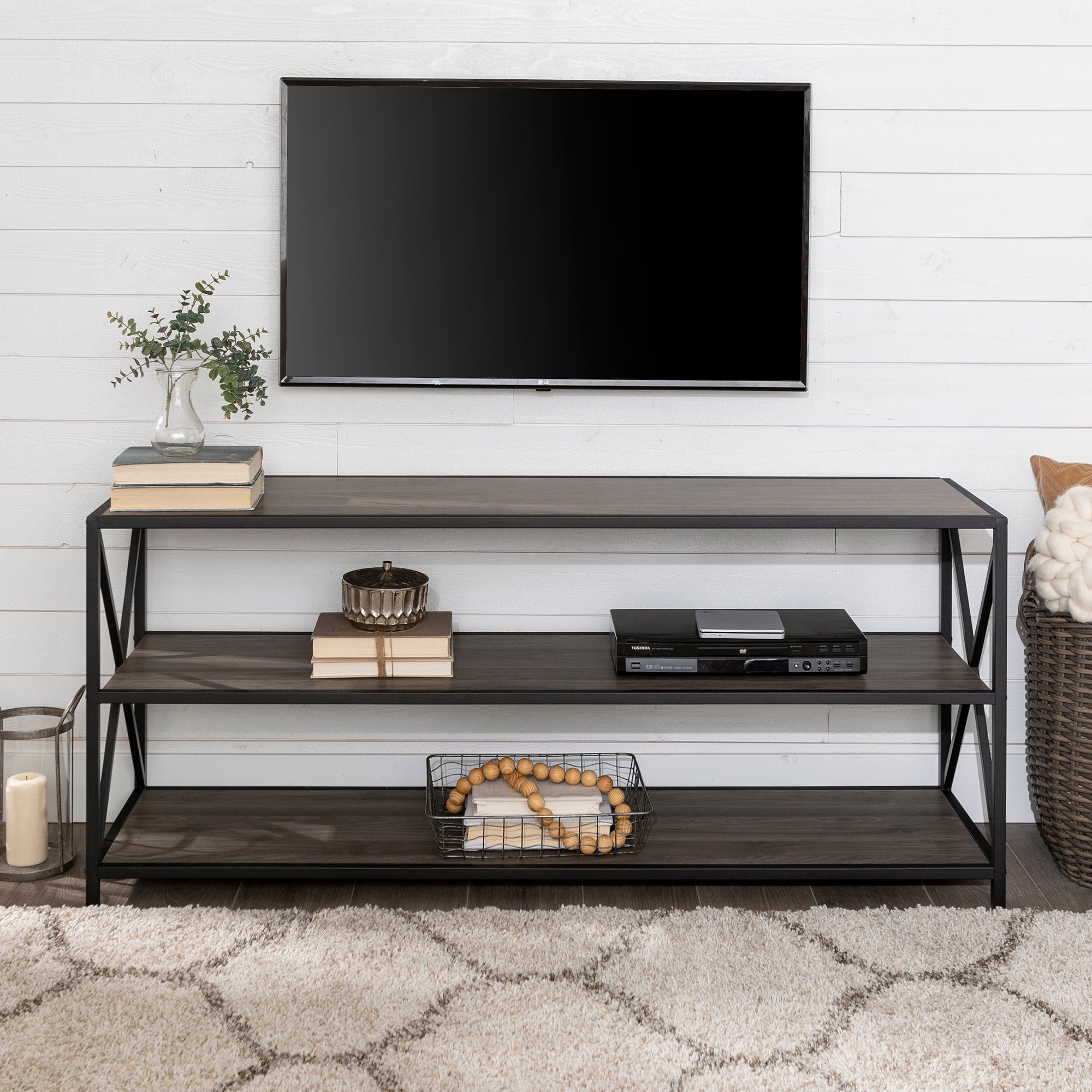 BS60XMWSG Industrial Gray 60 inch Bookcase - X-Frame-1