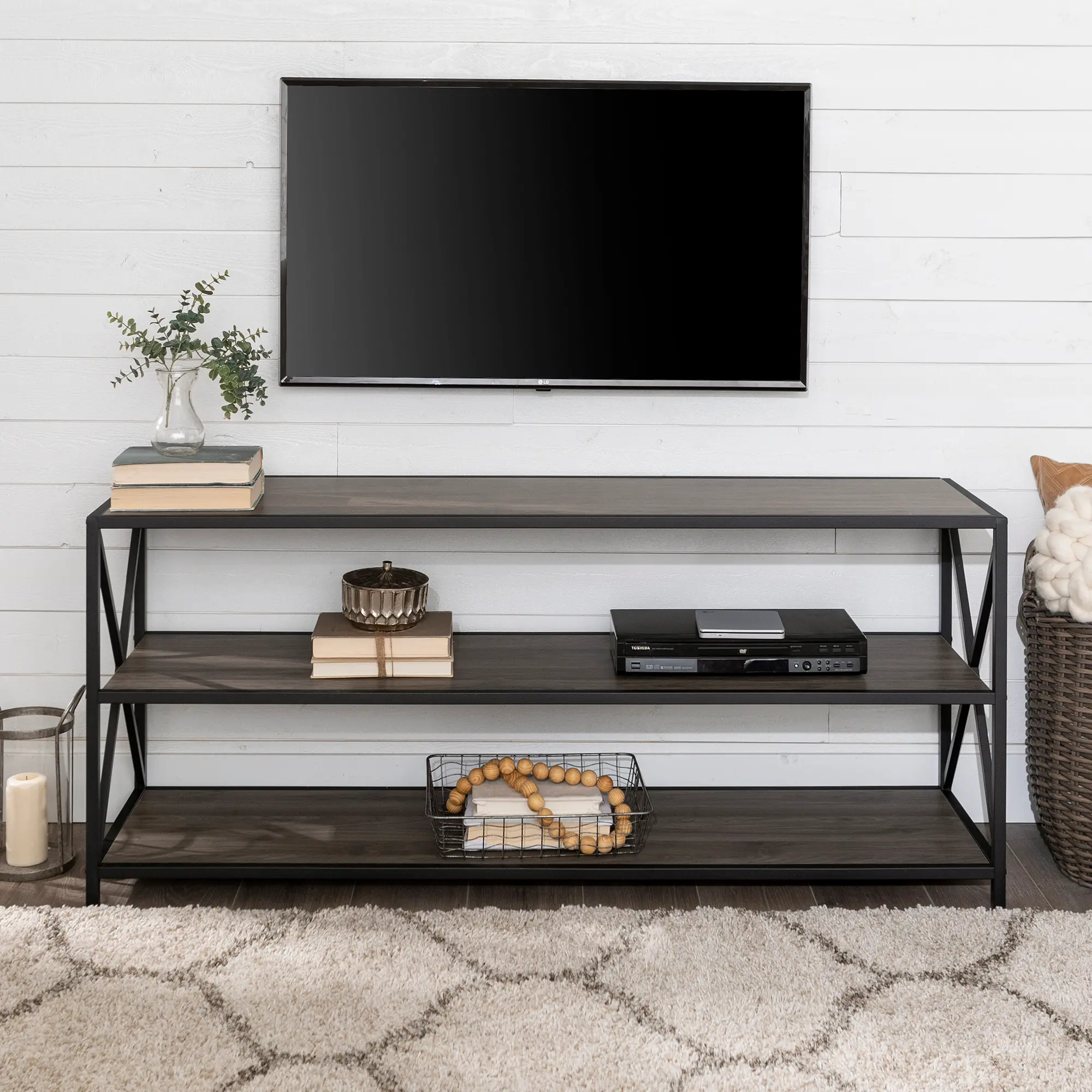 BS60XMWSG Industrial Gray 60 inch Bookcase - X-Frame-1