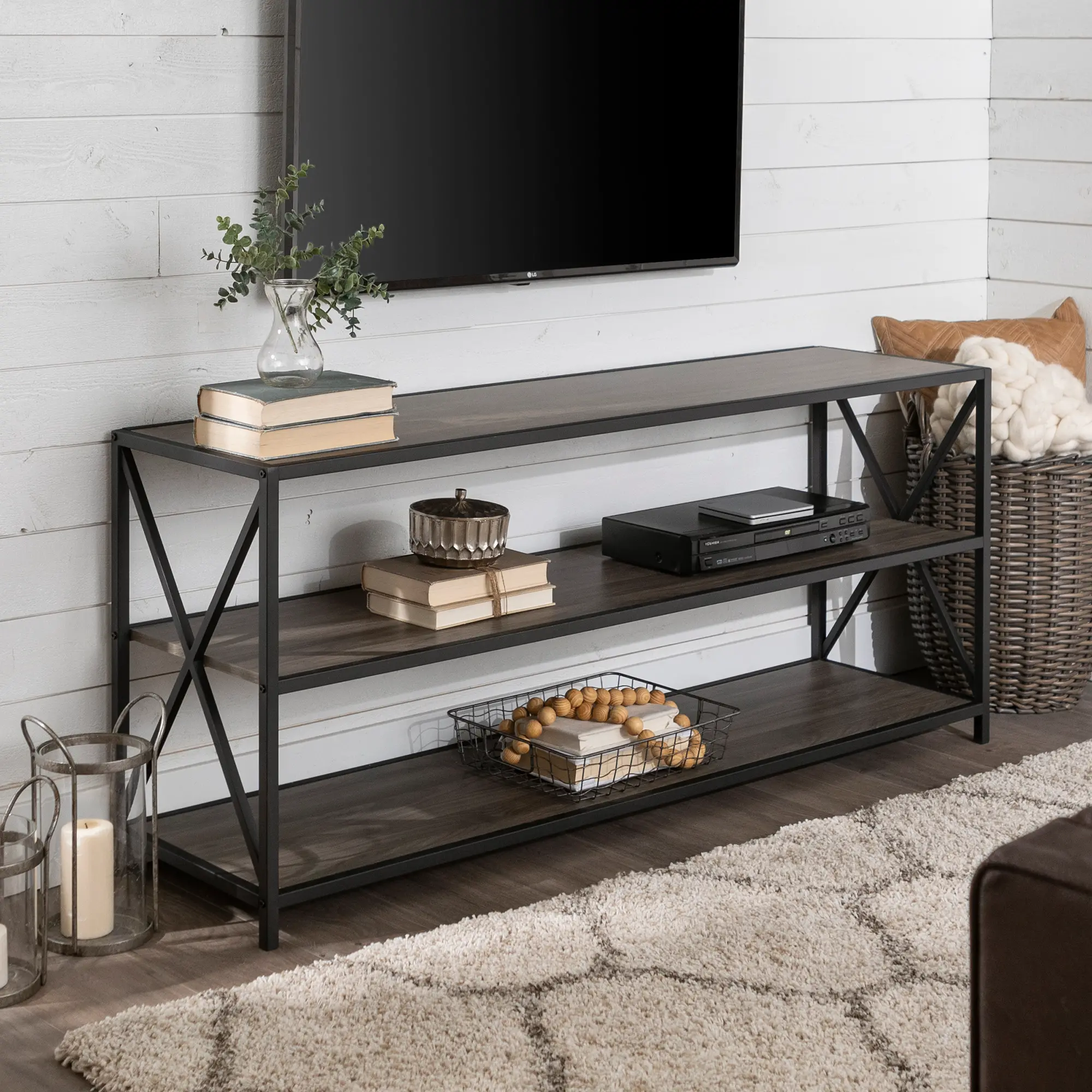 BS60XMWSG Industrial Gray 60 inch Bookcase - X-Frame-2