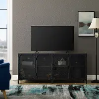 W60SOI4DGW Industrial 60 Inch Gray TV Stand - Mesh and Wood