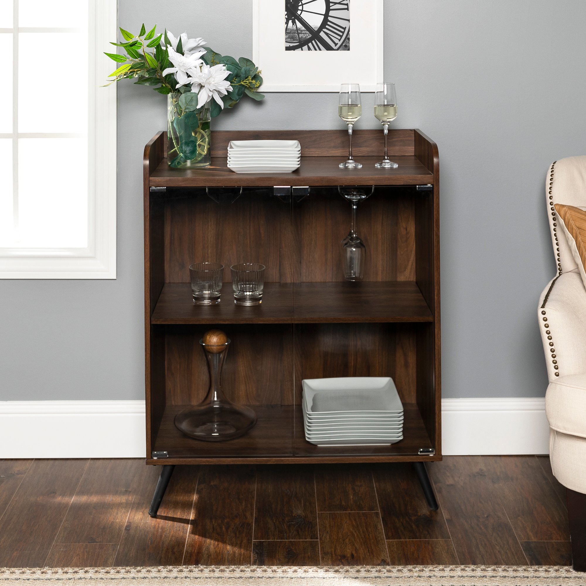 BU30SEADW Dark Brown 36 Inch Bar Cabinet-1