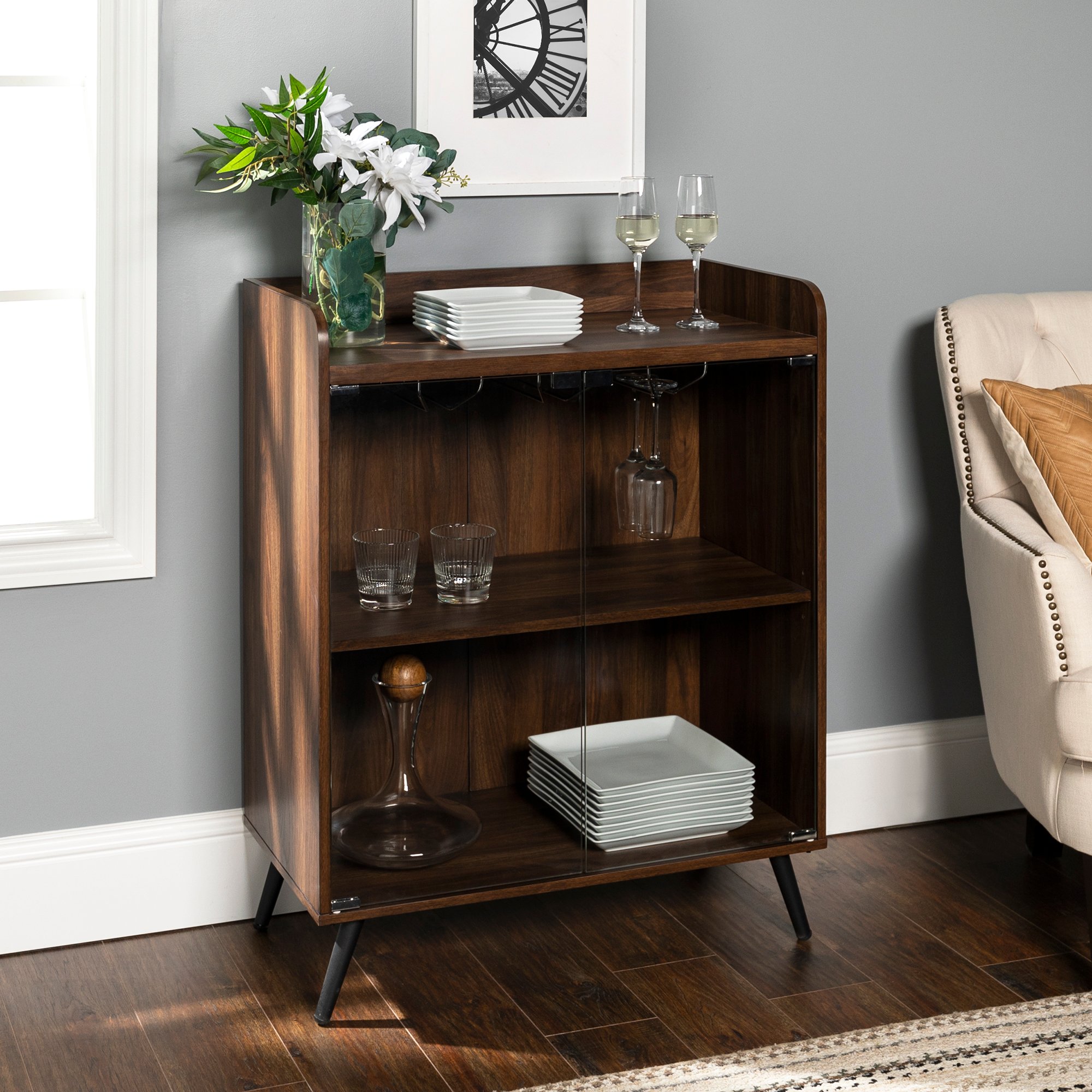 BU30SEADW Dark Brown 36 Inch Bar Cabinet-2