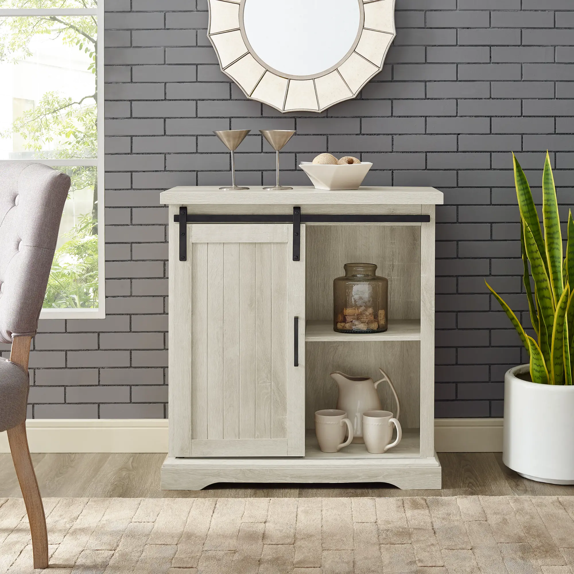 AF32ALGRDWO Farmhouse White Oak 32 Inch Dining Room Sideboard-2