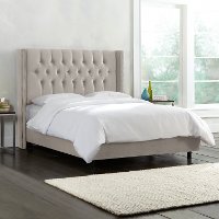 140NBBED-PWMSTDV Gray Diamond Tufted Wingback Upholstered Twin Bed