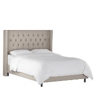 140NBBED-PWMSTDV Gray Diamond Tufted Wingback Upholstered Twin Bed-6