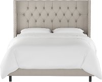 140NBBED-PWMSTDV Gray Diamond Tufted Wingback Upholstered Twin Bed-7