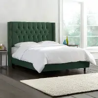140NBBED-PWMSTJD Jade Green Tufted Wingback Twin Upholstered Bed