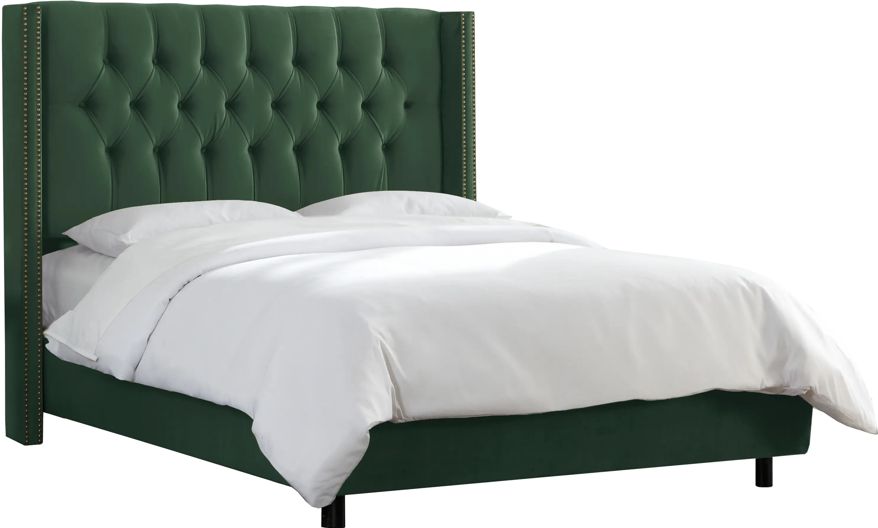 140NBBED-PWMSTJD Jade Green Tufted Wingback Twin Upholstered Bed-2