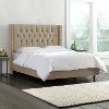 140NB-PWMSTMND Beige Tufted Wingback Twin Upholstered Headboard