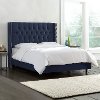 143NBBED-PWMSTECL Dark Blue Tufted Wingback King Upholstered Bed