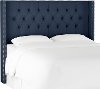 143NB-PWMSTECL Dark Blue Tufted Wingback King Upholstered Headboard