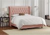 410BEDVLVTBLSH Blush Pink Velvet Wingback Twin Upholstered Bed