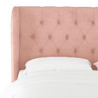 410TVLVTBLSH Blush Pink Velvet Wingback Twin Upholstered Headboard-2