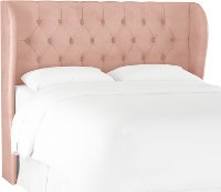 410TVLVTBLSH Blush Pink Velvet Wingback Twin Upholstered Headboard-4