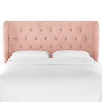 410TVLVTBLSH Blush Pink Velvet Wingback Twin Upholstered Headboard-5