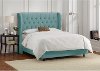 411BEDVLVCRB Caribbean Blue Velvet Wingback Full Upholstered Bed