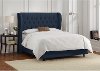 411BEDVLVINK Ink Blue Velvet Wingback Full Upholstered Bed